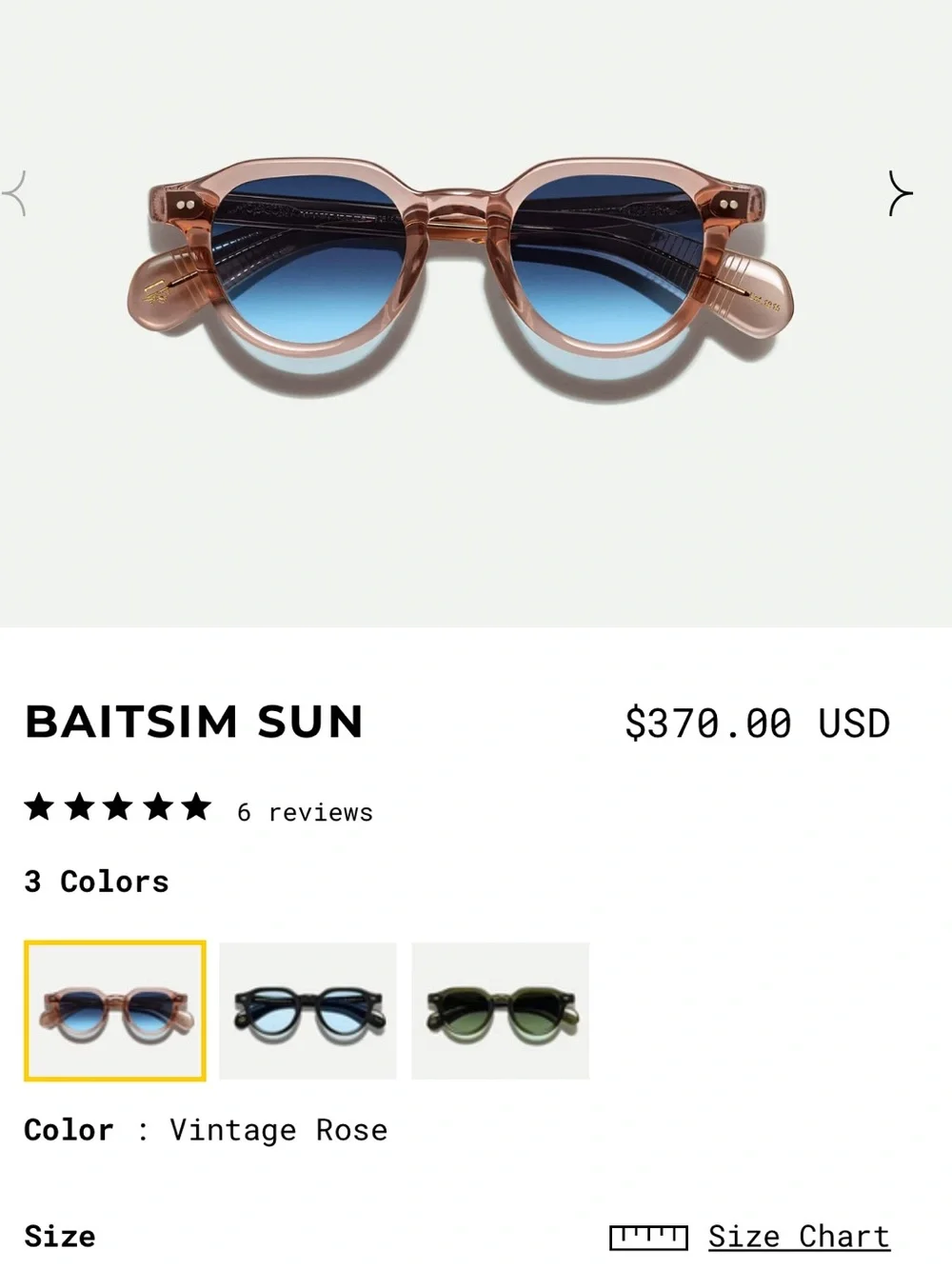 Moscot Baitsim — Vintage Rose Frame with Blue Gradient Lens